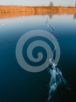 Ice crack on a lake