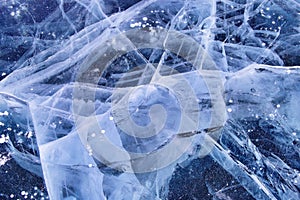 Ice and cracks on the surface of Lake Baikal