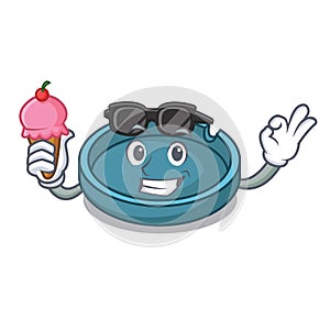 With ice cream ashtray character cartoon style