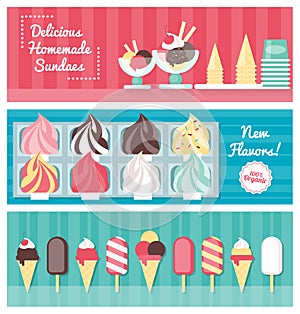 Ice cream banner set