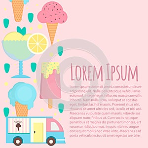 Ice cream bar business template in flat style