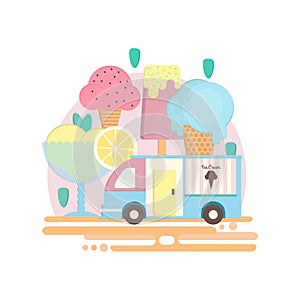 Ice cream bar in flat style