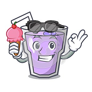 With ice cream berry smoothie character cartoon