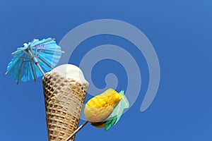 Ice cream and the blue summer sky