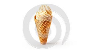 ice cream in brown cone isolated on white background. generative AI