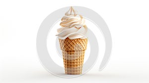 ice cream in brown cone isolated on white background. generative AI