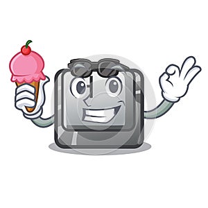 With ice cream button H in the shape cartoon