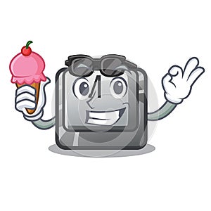 With ice cream button M in the character shape