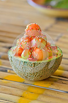 Ice cream cantaloupe.