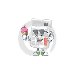 With ice cream cartoon calculator white for calculate tool