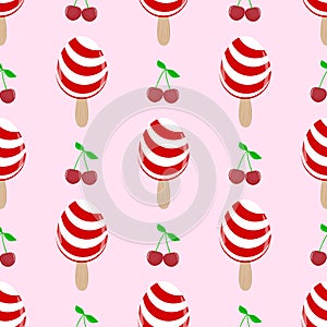 Ice cream cartoon seamless vector pattern