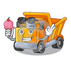 With ice cream cartoon truck transportation on the road