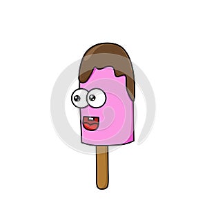 Ice cream character cartoon logo illustration design with eyes and mouth