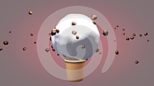 Ice cream chocky nut cream chocolate 3D rendering animation