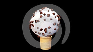 Ice cream chocky nut cream chocolate alpha matte 3D rendering animation