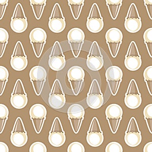 Ice cream choco cone beige white seamless pattern background