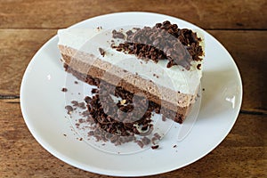 Ice cream chocolate cake close up