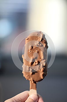 ice cream chocolate with chocolate melted