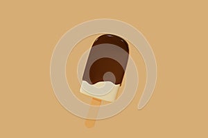 Ice-cream chocolate flavor on brown background, 3d illustration.