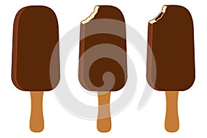 ice cream in chocolate glaze on stick stock vector illustration