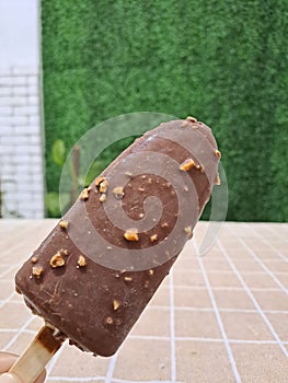 Ice cream chocolate in stick
