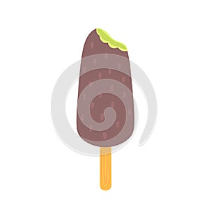 Ice cream in chocolate on stick. Vector Illustration for printing, backgrounds, covers, packaging, greeting cards, posters,