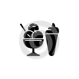 Ice cream choice black icon concept. Ice cream choice flat vector symbol, sign, illustration.