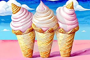 Ice cream cone art drawing favorite flavor delight dessert treat photo