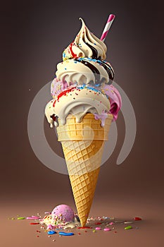 The ice cream cone is beautiful.