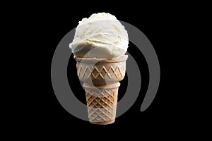 Ice cream cone on black