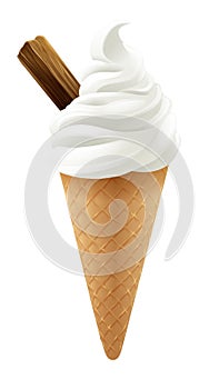 Ice Cream Cone Cartoon Illustration