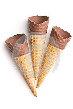 Ice cream cone with chocolate.