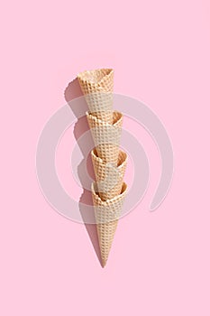 Ice cream cone on color background