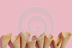 Ice cream cone on color background