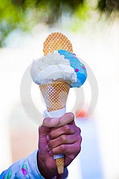 Ice cream cone, fresh for your hot summer, with many delicious flavors