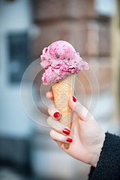 Ice cream cone in hand