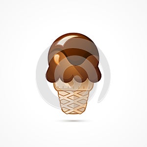 Ice cream cone icon on white background