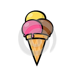 Ice cream cone illustration on white background