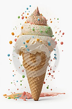 Ice cream cone isolate on white background.