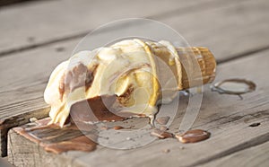 Ice Cream Cone Knocked Over and Melting photo