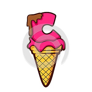 Ice Cream Cone With Letter C