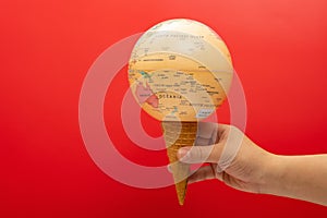 ice cream cone made of globe concept of overusing the resource of nature