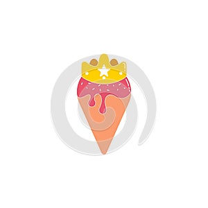 Ice cream cone melting colorful geometric crown design logo vector