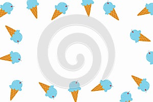 Ice cream in a cone pattern on white background