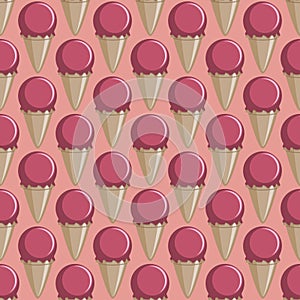 Ice cream cone seamless pink lilac pattern background