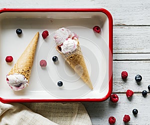 Ice cream cone in a tray food photography recipe idea