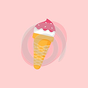 Ice cream in a cone vector icon. Delicious looking fast food