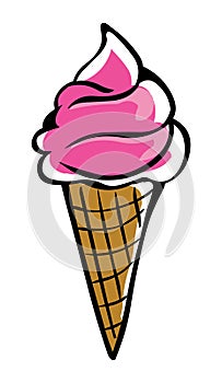 Ice cream cone vector illustration.Ice cream illustration.