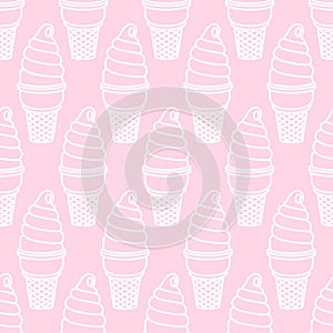 Ice cream cone waffle cup seamless pattern isolated chocolate vanilla watermelon sweet candy wallpaper background Pink