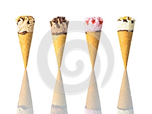 Ice Cream Cones Isolated on White Background